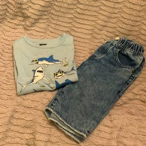 Gap Kids Boys size 5 bundle denim shorts and s/s tee-shirt